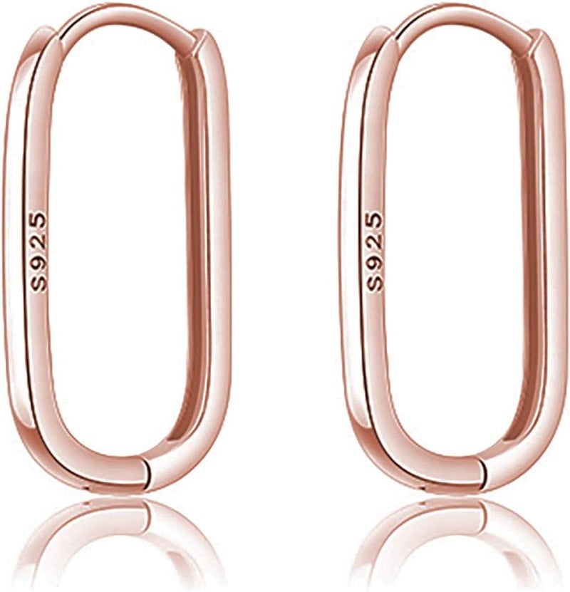Reffeer 925 Sterling Silver U Hoop Earrings for Women Teens Minimalist Square Hoop Earrings U Huggie Earrings - Image 1